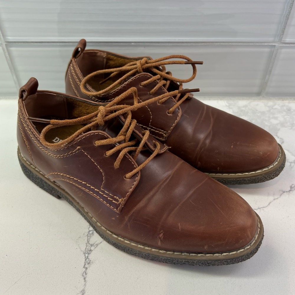 Deer Stags Boys Dress Shoe - Brown Lace Up Dress Shoe Memory Foam Sole Size 2